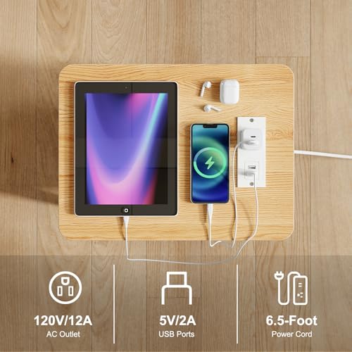Apicizon 2 Tier End Table, Small Side Table with Charging Station, Boho Bedside Table with USB Ports and Outlets, Nightstand for Small Spaces, Bedroom, Living Room, Entryway, Easy Assembly, Natural - color: Natural, size: 1 Set, style: 2 Tier with Plug