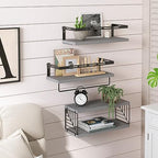 Fixwal 3+1 Tier Wall Mounted Bathroom Shelves Over Toilet, Rustic Wood Floating Shelves with Metal Frame and Towel Bar for Bathroom, Kitchen, Bedroom, Living Room (Gray) - color: 2-gray