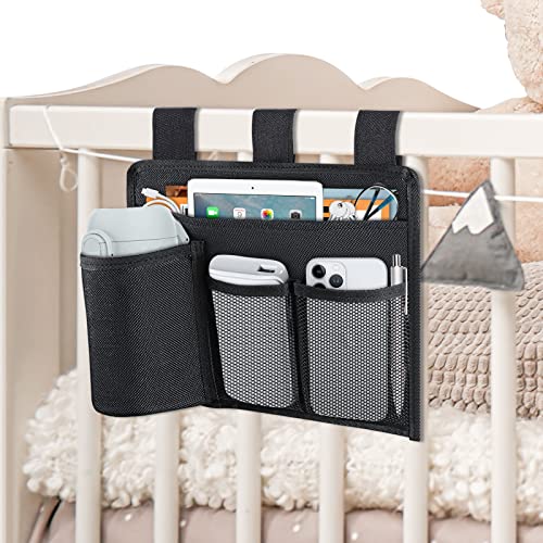 AKAYOK Bedside Caddy Organizer - Bed Organizer Caddy for Remotes Control Phone Glasses Magazines Tablets Accessories - Wheelchair Bag for Hospital Home Office Dorm Room (4 pocket) - size: 4 pocket