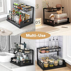 INNOVATIVE LIFE Under Sink Organizer, 2 Pack 2 Tier Under Sink Organizers and Storage, Slide Out Pull Out Cabinet Organizer Shelf, Metal Sliding Drawer for Kitchen， Bathroom，Black - size: Black (2 Pack)