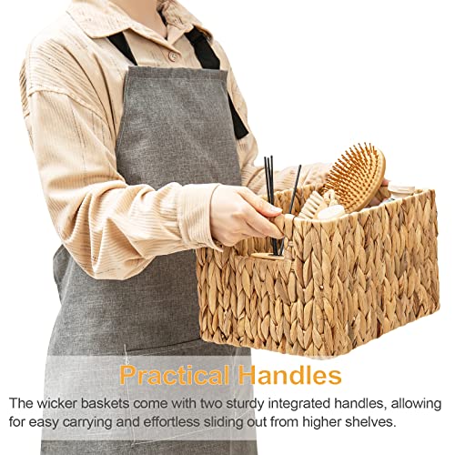 ELONG HOME Water Hyacinth Rectangular Wicker Baskets, 12" Wicker Basket 2 Pack, Woven Storage Baskets with Handles - color: Hyacinth 2