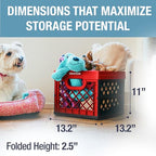 CleverMade Collapsible Milk Crate 25L (6.6 Gal), 50 lb Capacity Heavy Duty Folding Crate – Stackable Storage Crates with File Rails, Plastic Collapsible Crates - Red - color: Red, size: 1 Pack
