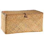 DOKOT Rectangular Handwoven Seagrass Small Storage Basket with Lid for Shelves and Home Organizer Bins,S (10.2"x5.5"x4.3"H), Natural - size: S (10.2"x5.5"x4.3"H)