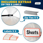 Storage Standard Large Clear Plastic Bags for Storage 6-Pack - Waterproof Extra Large Plastic Bags with Zip Ties, Heavy-Duty Cover for Clothes, Blankets, Linens & Bedding Organization - 32 x 42 Inches - size: 32'' x 42’’