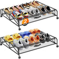 Under Bed Shoe Storage Organizer, 2 Pack Under Bed Storage Containers with Wheels for Under Bed Shoe Organizer Drawer Space Saving for bedroom - size: 2pcs