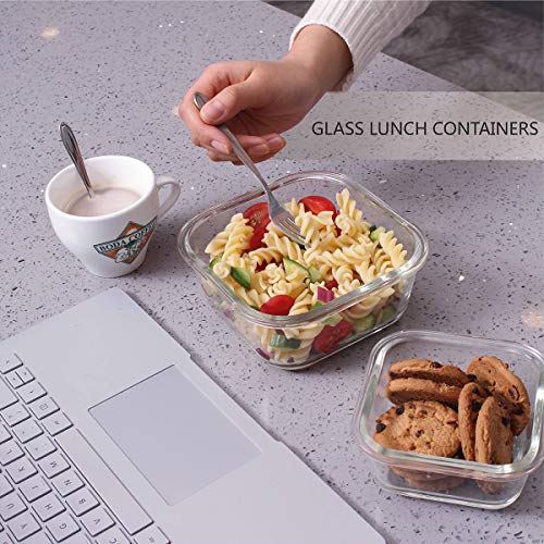 AILTEC Glass Food Storage Containers with Lids, [18 Piece] Glass Meal Prep Containers, Containers for Food Storage with Lids, BPA Free & Leak Proof (9 Lid & 9 Container) - color: clear