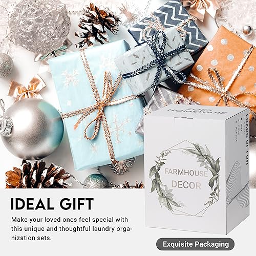 ZOES HOMEWARE 3-Set Laundry Room Organization and Storage | Modern Farmhouse Laundry Room Decor | Laundry Container for Organizing Laundry Pods, Laundry Powder, Dryer Sheets, Dryer Balls, Cream White