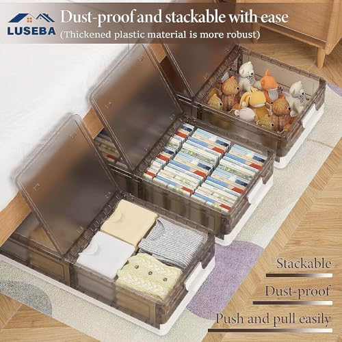 Under Bed Storage Containers - 3Pack, Stackable Under Bed Rolling Storage Plastic Containers, 13.5Gal Storage Bins with Wheels, Multi-purpose Storage Bins with Lids for Clothes, Shoes, And Duvets - size: 13.5Gal - 3 Pack