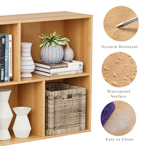 VDNEND Wooden Cube Storage Organizer with Closed Back Panel, 11in Cube Shelf Opening, Bookshelf, Display Shelf,Closet Cabinet for Home and Office (Natural Oak, 5-Cube 35.98L*9.45W*24.09H) - color: Natural Oak, size: 5-Cube 35.98L*9.45W*24.09H