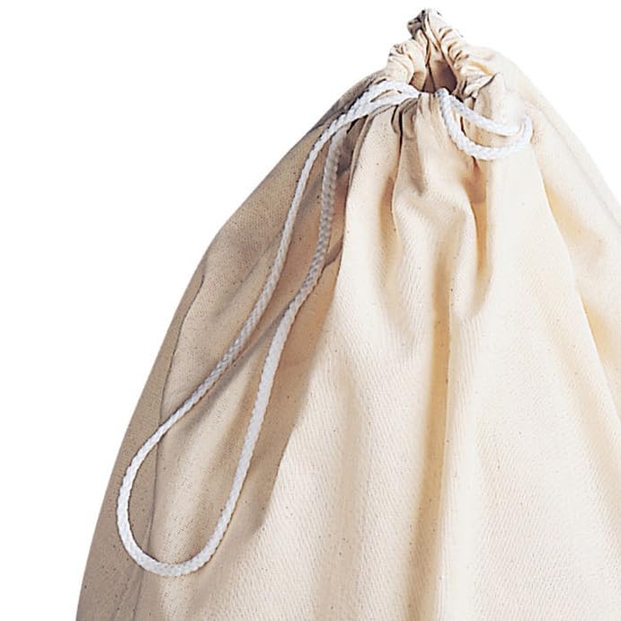 Household Essentials Cotton Laundry Bag, Large, 100% Cotton, Drawstring Top with Cord Lock, Machine Washable, 3 to 4 Load Capacity, Versatile and Compact, Breathable, Foldable, Natural - style: Beige