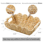 Coeusy Gift Basket, Cute Wicker Basket for Gifts, Scalloped Woven Water Hyacinth Storage Basket with Wooden Handles for Snack, Display, Shelves, 2 Pack