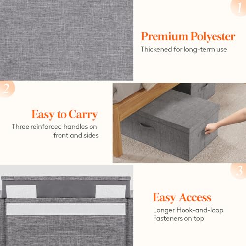 Lifewit 100L Under Bed Storage Containers, 11.8 Inch Tall Underbed Clothes Storage Organizer Bin with Sturdy Sidewalls, Bottom, 3 Lids, Deep Storage Drawer for Clothes, Shoes, Blankets, Pillows 2 Pack - size: 100L