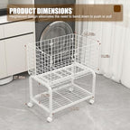 2-Tier Rolling Laundry Basket Cart with Wheels,Bathroom Laundry Hamper Cart with Handle and Divider,Multi-Purpose Storage Organizer for Laundry Room, Bathroom, Kitchen, Bedroom