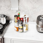 2 Tier Lazy Susan Turntable for Cabinet,Countertop,Pantry,12"W Spinning Seasoning Organizer,Double Rotating Kitchen Spice Rack Organizer and Condiments,Medicine,Vitamin Bottle Organizer Carousels,2Pc - size: 12"W-2Tier-2 Pack