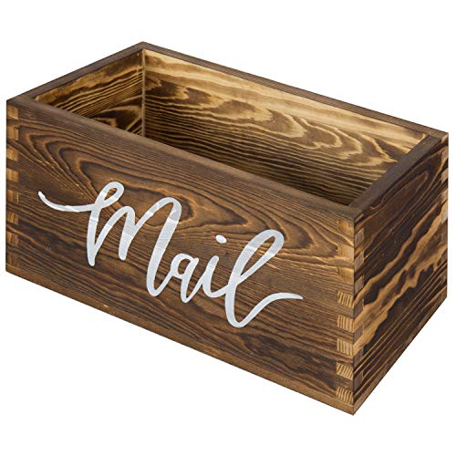 MyGift Mail Holder Storage Organizer Box Rustic Brown Wood with MAIL Script Design, Desktop Letters, Bills, Notes and Postcard Bin for Home Office Dorm Room - color: Rustic Brown
