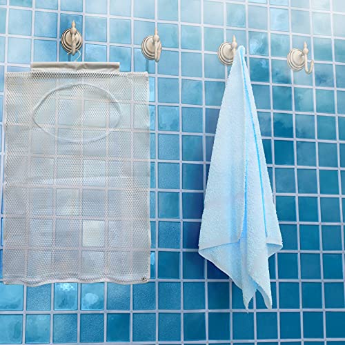 Hanging Mesh Laundry Hamper (30in*20in*2in) Large Dirty Clothes Bag, Can Be Used Behind The Door & Closet & Caravan& Bathroom (White) - color: White