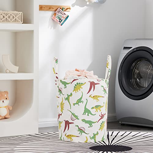 Large Storage Basket for Girls and Boys, Collapsible Laundry Hamper with Long Handles, Toy Bins for Nursery, Kids Room Décor (Green Dinosaur) - color: Green Dinosaur, size: 1 Pack