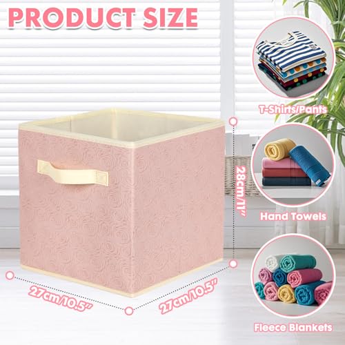 ShellKingdom Storage Bins, Foldable Fabric Storage Cubes with 3D Embossed Rose Pattern, Cloth Organizer Drawer For Closet And Toys, 10.5 X 10.5 X 11 inch, 2 Pack (Light Pink) - color: Light Pink