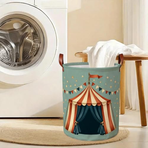 Funky Laundry Basket Circus Tent Collapsible Laundry Baskets Oxford Cloth Red Storage Bin Colorful Laundry Hamper Kids Room Spring Decor 15.75x15.75x19.7" - color: Colorful580