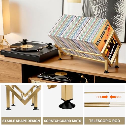 Expandable Desktop Bookshelf Organizer, Small Tabletop Book Storage Rack, Portable Mini Bookcase for Books/CDs/Magazine Display, Desk Shelf for Top of Desk in Living Room, Office, Home Decor (Gold) - color: Gold