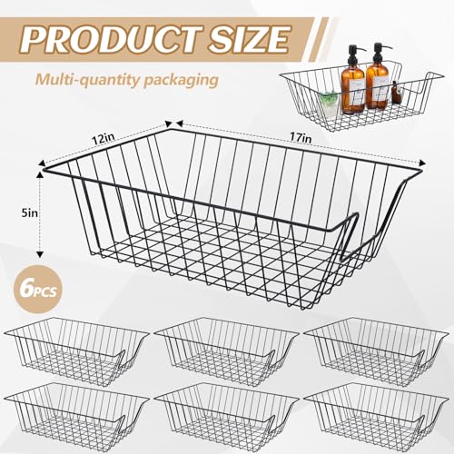 Yeaqee 6 Pcs Letter Tray Wire Paper Trays Stackable File Desk Organizer Metal File Paper Holder Basket for Desk Desktop Letter Storage for Office Home Classroom School(17'' x 12'' x 5 '',Black) - color: Black, size: 17'' X 12'' X 5