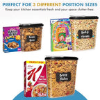 Shazo 3 PC Cereal Container Storage Set (5.2L, 2.8L, 1.2L) - Large Airtight Food Storage Containers with Flip-Top Lids, BPA-Free Plastic Cereal Dispenser for Pantry, Rice, Flour, Sugar & Pasta