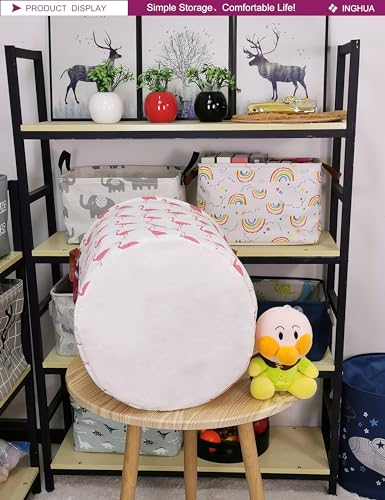 Laundry Hamper Large Canvas Fabric Lightweight Storage Basket/Toy Organizer/Dirty Clothes Collapsible Waterproof for College Dorms, Boys and Girls Bedroom,Bathroom(Flamingos) - color: Flamingos