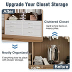 Closet Drawers Set of 2, White Closet Organizer with 3 Fabric Drawers, Stackable Storage Drawers for Closet, Bedroom, Dorm (White)