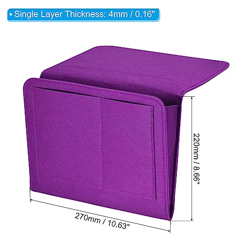PATIKIL 11in Bedside Caddy, Bed Caddy Bedside Organizer Hanging 5 Pocket Soft Felt Bed Pockets Bedside Storage Organizer Remote Control Holder for Bedroom Phones Glasses, Purple - color: Purple, size: 10.6*8.6inch