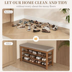 Solid Wood Shoe Bench with Storage, Flip-Top Soft-Close Lid, Adjustable Shelves, Cushioned Entryway Shoe Rack Organizer, 31.5” - size: 31.5"