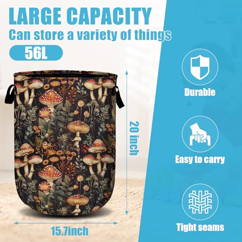 Mushroom Weed Laundry Basket, Laundry Hamper Collapsible Oxford Cloth with Handle Clothes Toy Storage Bin for Bathroom Laundry Room Bedroom 15.7 X 20 Inch - color: Mushroom Weed