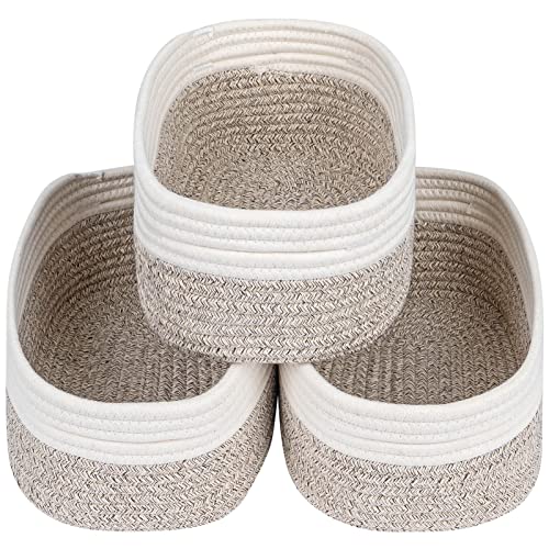 CubesLand Baskets for Shelves Storage,Cube Shelf Closet Storage Bins Set 3,Long-lasting &Skin-friendly Toy Basket Bin,Stylish Room Decor Basket,Woven Off White/Light Brown - color: Off White/Light Brown, size: 3pcs-Small Basket
