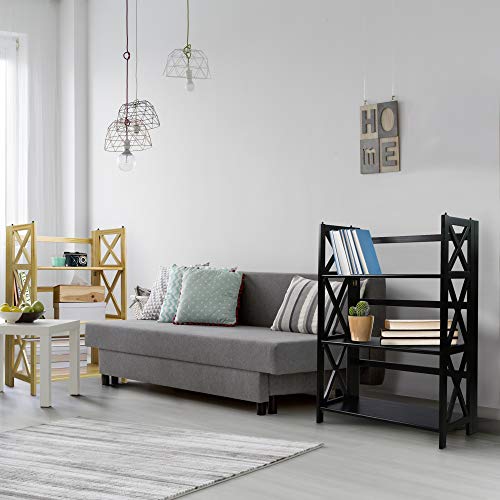 Casual Home Montego 3-Shelf Folding Bookcase, Black - color: Black, size: 3-Shelf Stackable