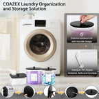 COAZEX 3 Pack Laundry Powder Container & Dryer Sheet Holder, Plastic Laundry Room Organization and Storage Jars with Lids, Labels & Scoops for Powder, Detergent, Scent Booster (Black Lid) - color: A-Clear(Black Lid)