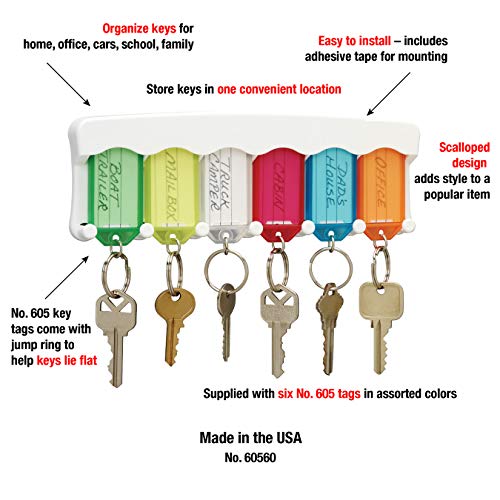 Lucky Line Key Tag Rack with 6 Tags, Multi Color (60560) - color: 6 Tag - Key Rack