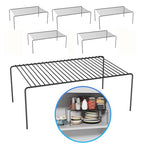 Large(15.7 x 9.4 inch)Black Cabinet Storage Shelf Rack Set of 6, Rustproof Metal Wire Kitchen Counter Organizers and Storage, Spice Organization for Cabinet, Plate, Dish, Pantry, Bathroom, Fridge - size: 6Pack-Black-15.7 x 9.4 inch