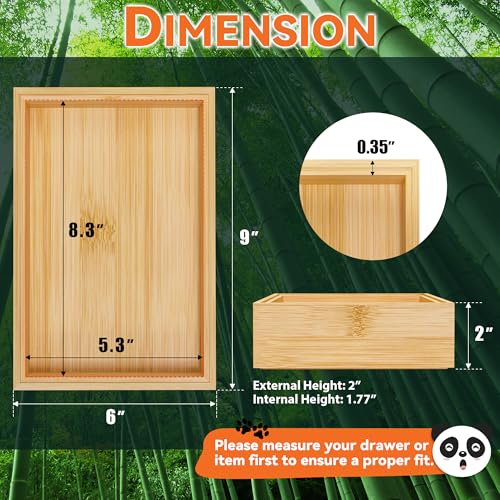 Lixple Bamboo Drawer Organizer, Cutlery Silverware Organizer for Kitchen Drawer, Stackable Utensil Organizer, 2 Pcs Flatware Organizer for Drawer, Wooden Storage Box Tray (Bamboo, 9 X 6 X 2 Inch) - color: Yellow, size: 9 x 6 x 2 Inch