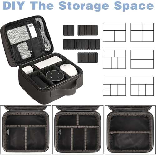 MATEIN Cord Organizer Case with Adjustable Divider, DJ Cable File Bag for Electronic Storage, USB Cable, Charger, Tech Accessories, Shockproof Portable Double Layer Cord Bags, Grey - color: Grey, size: Medium