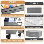 Under Bed Storage with Wheels, 2 Pack 75L Underbed Large Storage Bins with Lid, Adjustable Rolling Storage Containers for Clothes, Shoes, Blankets