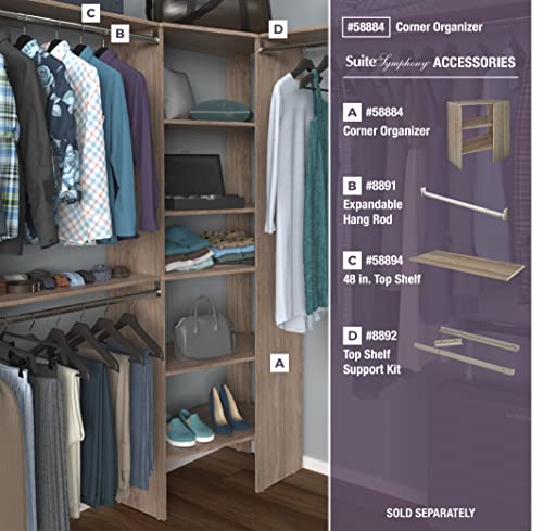 ClosetMaid SuiteSymphony Wood Corner Shelf Unit, 2 Shelves, Adjustable, Stacking, for Storage, Closet, Clothes, Shoes, Décor, Natural Gray - color: Natural Gray