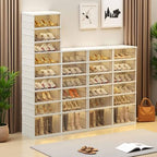 10-Tiers Shoe Rack Organizer with Doors, Foldable Storage Cabinet Holds 40 Pairs, Stackable Plastic Shelf for Closet, Entryway, Living Room, Collapsible Easy Assembly Large - size: 10 Tiers 40 Pairs