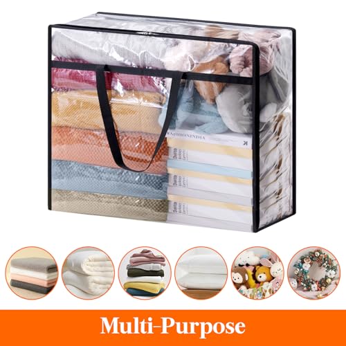 Lifewit 3 Pack Clear Clothes Storage Bags, 110L Plastic Blanket Storage Bag, Vinyl Foldable Moving Bags with Zipper, Closet Organizers and Storage Containers for Bedding, Duvet, Comforter - size: 110L