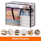 Lifewit 3 Pack Clear Clothes Storage Bags, 110L Plastic Blanket Storage Bag, Vinyl Foldable Moving Bags with Zipper, Closet Organizers and Storage Containers for Bedding, Duvet, Comforter - size: 110L