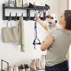 Evermagin 29" Coat Rack Wall Mount with Shelf, 4 in 1 Coat and Key Hanger with 11 Metal Hooks, Entryway Wall Mounted Shelf with Mail Holder for Living Room, Bedroom, Black - color: Black, size: 29 inch