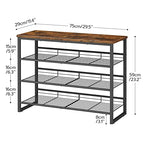 HOOBRO Shoe Rack, 4 Tier Shoe Organizer for Front Door Entrance, Shoe Shelf with Adjustable Tilt Angle, Holds 12-16 Pairs, for Entryway, Garage, Closet, Rustic Brown and Black BF09XJ01 - size: 29.5"L x 11.4"W x 23.2"H