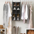 Household Essentials 10 Pocket Hanging Shoe Closet Organizer with Hooks - color: Gray