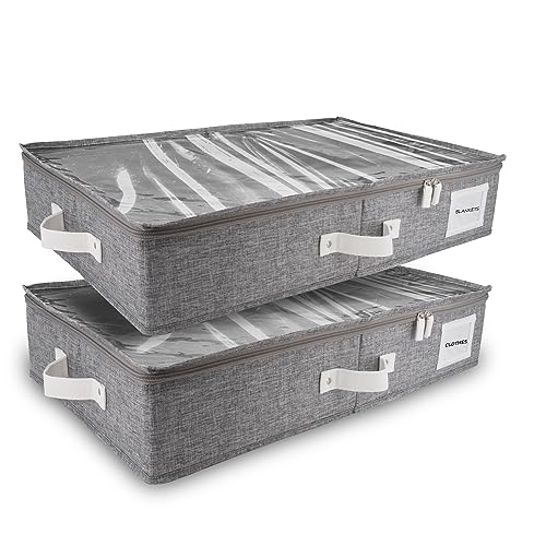 HOMELUX THEORY 2pc Under Bed Storage Containers, Bedroom Under the Bed Drawer Storage Organizer with Bins and Lids, Medium Underbed Clothes Storage Box Ideal for Blanket, Fabric, & Shoes (LightGray) - color: Light Gray, size: Medium (2pc)