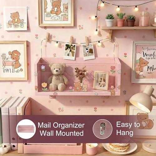 Mail Organizer with Clear Acrylic Dividers - Adjustable 2-in-1 Desk & Wall Mount Letter Holder, Modern Paper Sorter for Home Office Organization (pink-2) - color: pink-2