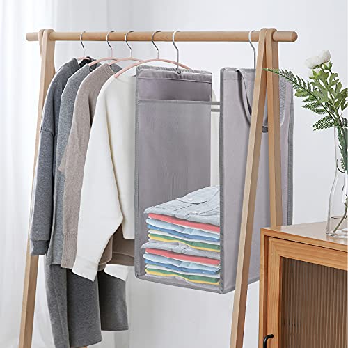 Fentec Hanging Laundry Hamper, Hanging Laundry Basket, Slim Laundry Hamper Bag with Handles, Portable Hanging Closet Hamper, Mesh Heavy Duty Hanging Laundry Bag Grey 2 Pack - color: Grey, size: 2 Pack-One section