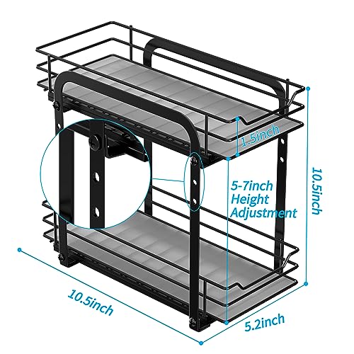 BOIVSHI Spice Rack Organizer for Cabinet, 2 Tier Pull Out Spice Organizer for Cabinet Height Adjustable Heavy Duty Metal Basket for Inside Cabinets & Pantry Closet (5.5''Wx10.5''Dx9.5''H) - size: 2 Tier,5.5''Wx10.5''Dx9.5''H